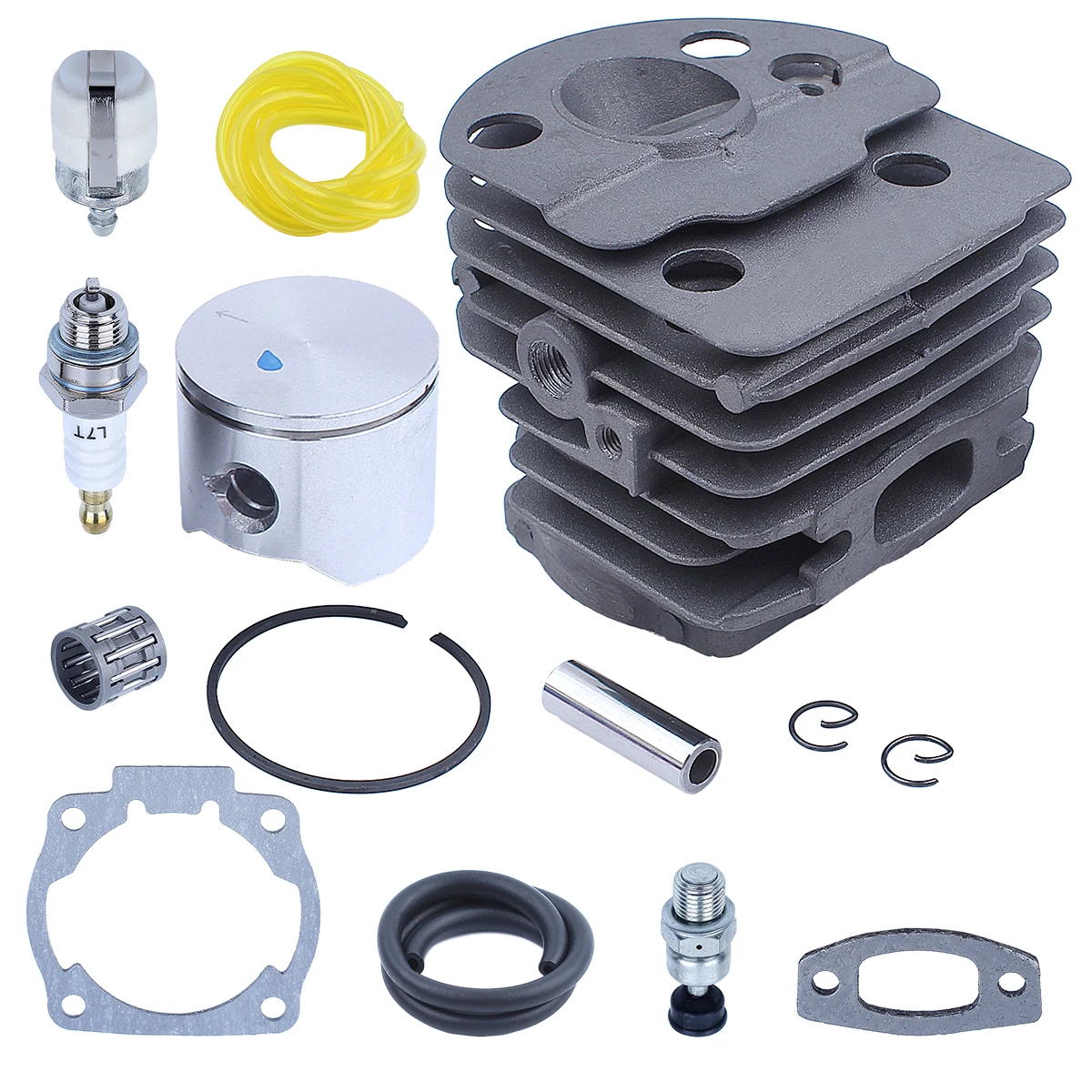 Imagem -02 - Kit Pistão do Cilindro para Husqvarna 50 51 55 Motosserra Substituir 503 60 91 71 Válvula de Descompressão Linha Combustível Filtro da Tubulação Junta 45 mm