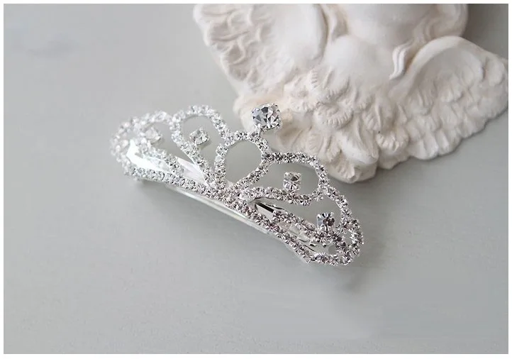 Crystal Princess Small Tiara Barrettes Girls Crystal Party Head Jewelry Crown Hair Clip Accessories