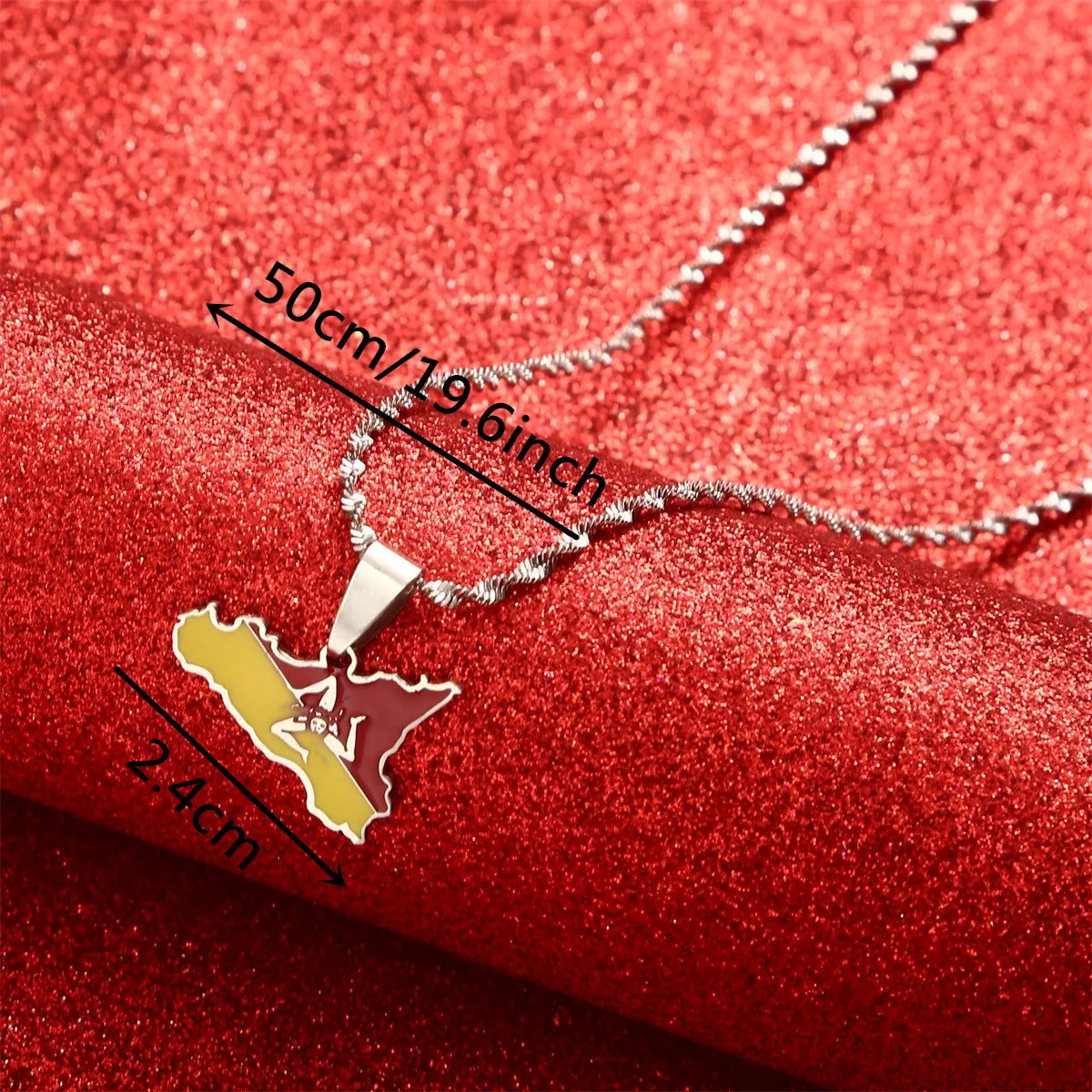 Sicily Italy Cities Flag Pendant Necklaces Men Women Gold Color Italian Sicilia Jewelry Gifts