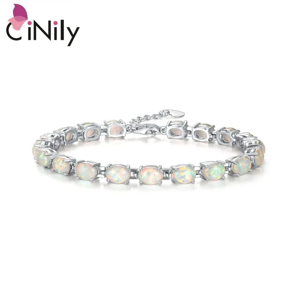 CiNily Summer Oval Shape Opal 925 Sterling Silver Bracelets for Bohemia style Gift Women Fine Jewelry Bracelets