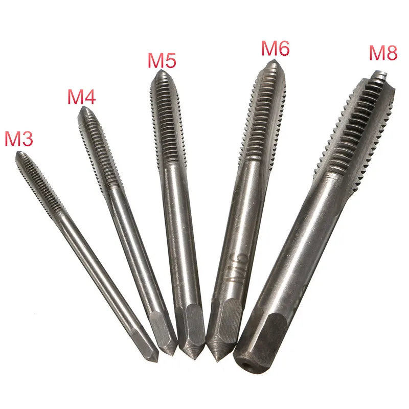 XNEMON 5 ชิ้น/เซ็ต HSS M3 M4 M5 M6 M8 เครื่องเกลียวตรงร่องสกรูด้ายเมตริกปลั๊ก Hand TAP เจาะชุดเครื่องมือ