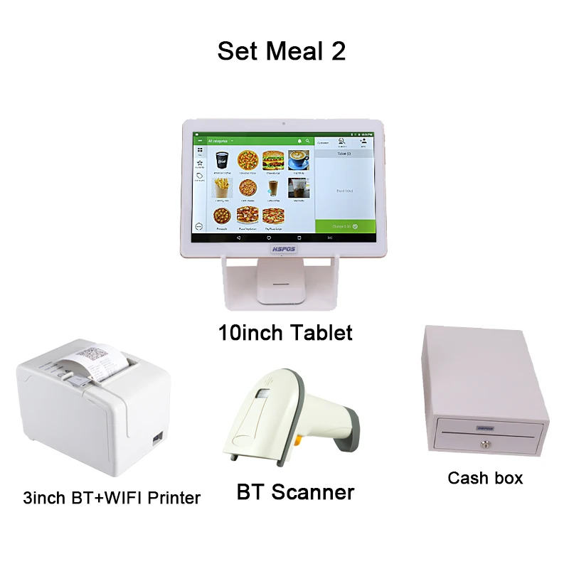 Imagem -04 - Caixa Registradora Hspos para Restaurante Máquina de Encomenda Sistema Android Pos Caixa com Software Loyverse 10in