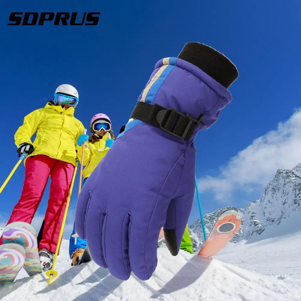 2022 Children Winter Ski Gloves waterproof  snowproof warm Boys/Girls Kids Adjustable Strap Gloves for Skating Cycling Mittens