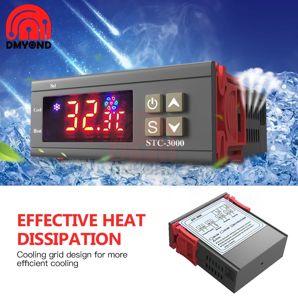 Thermostat AC 110V 220V DC 12V 24V LED Digital Temperature Controller Regulator Meter Incubator Heating Cooling Monitor