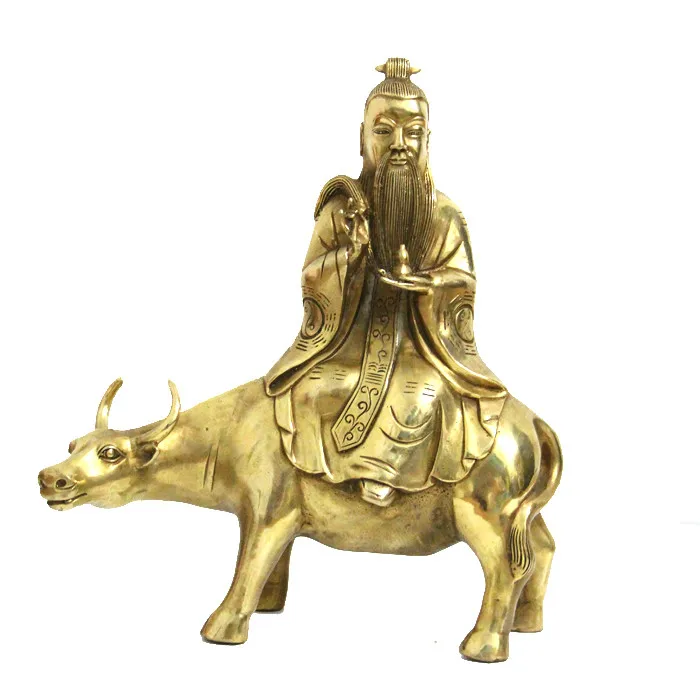 

Laozi Statue Pure Copper Cow Ornaments Metal Crafts Laozi Riding Cattle Bronze Statue Home Company Decorations