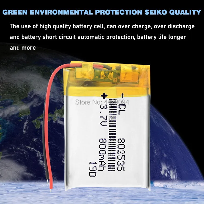 800mah 3.7v 802535 polímero de lítio li-po bateria recarregável para bluetooth speaker mp5 gps dvd pda pda levou luz li-ion celular