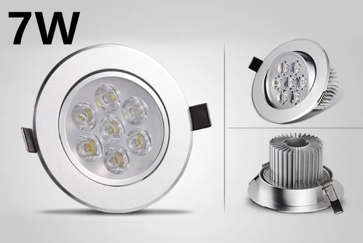 Lampa sufitowa LED typu Downlight o dużej mocy 3W 5W 7W z możliwością przyciemniania, wpuszczana lampa punktowa 110V-220V