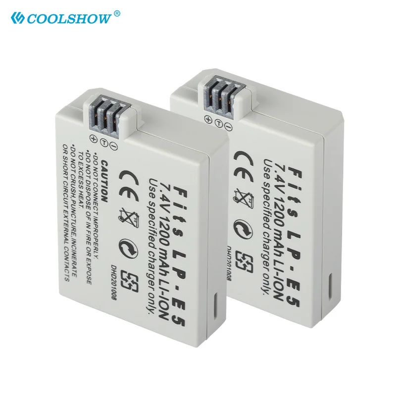 Batería de cámara LP E5 LP-E5 LPE5 para CANON 450D 500D 1000D KISS X2 X3 F Rebel XS XSi T1i, baterías estándar de 1200mAh