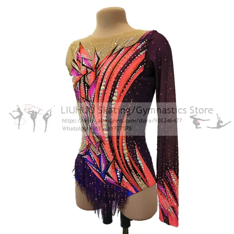 Custom Figure Skating Dress Women's Girls One-Sleeve Competition Rhythmic Unitards Ballet Dance Leotard Artistic Costume