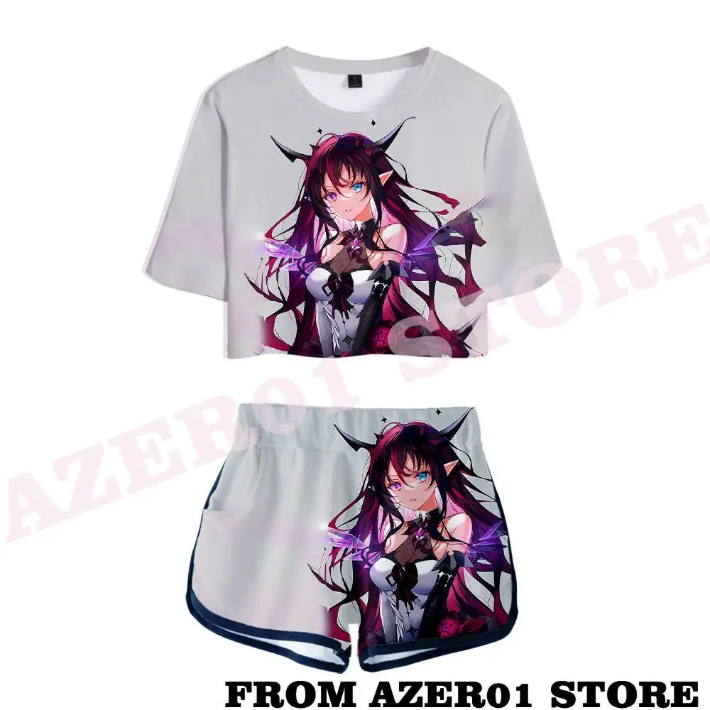 HOLOLIVE VTuber IRyS 3D Summer unisex Sets Sexy Short Tops+shorts Elastic Waist Suit Vitality Kawaii Two Piece Sets