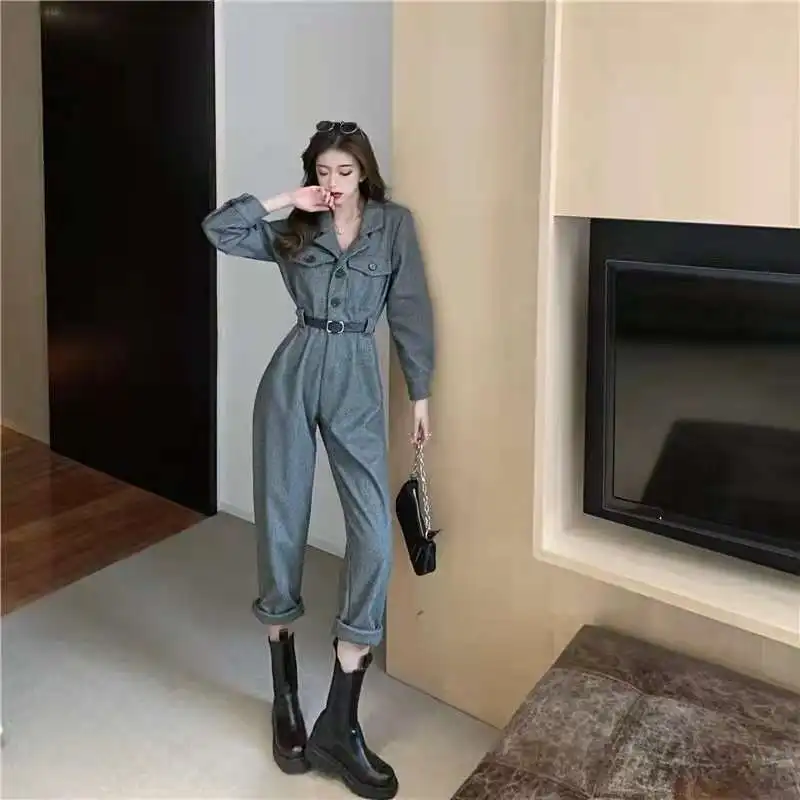 

2023 New Fashion Lapel Suit Woolen Suit Women's Waist Slimming Bodysuit Ladies Elegant Women's Jumpsuit