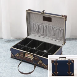 Retro Travel Makeup Beauty ricamo Case valigia bagagli scatola di immagazzinaggio di grande capacità Luxury PU Cipher Petite Valise personalizzato