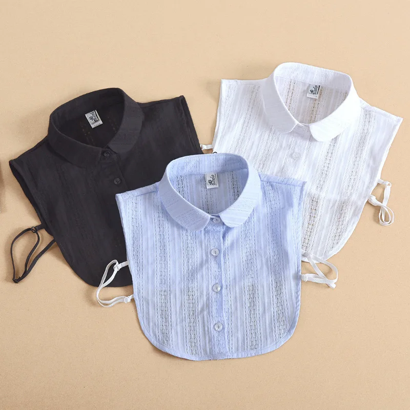 Vintage Stand Fake Collar Shirt Women Lace Lapel Detachable Collars For Women Black False Collars Woman Half Shirt Blouse