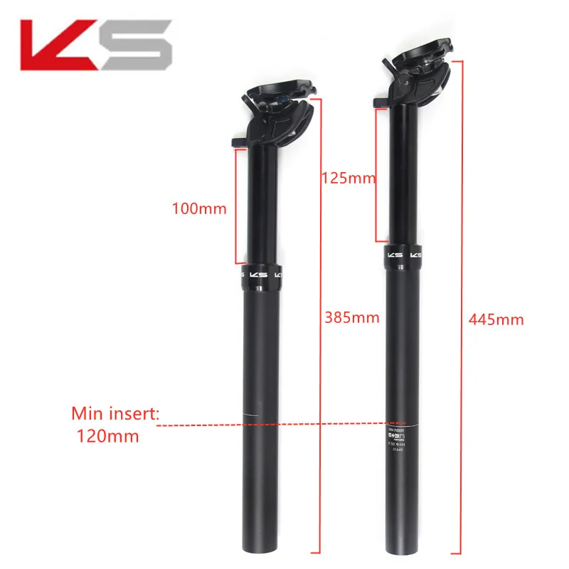 KS Eten -R ETEN-I reiszadelpen, afstandsbediening bergafwaartsfiets dropper, EXA, Travel 100, 125 mm, 30,9 mm, 31,6 mm x 100 mm