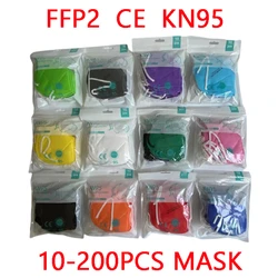 10-200 шт. ffp2mask Black kn95 mascarillas negra для взрослых 5 слоев fpp2 утвержденный kn95 CE респираторная маска ffp2 многоразовая ffp3