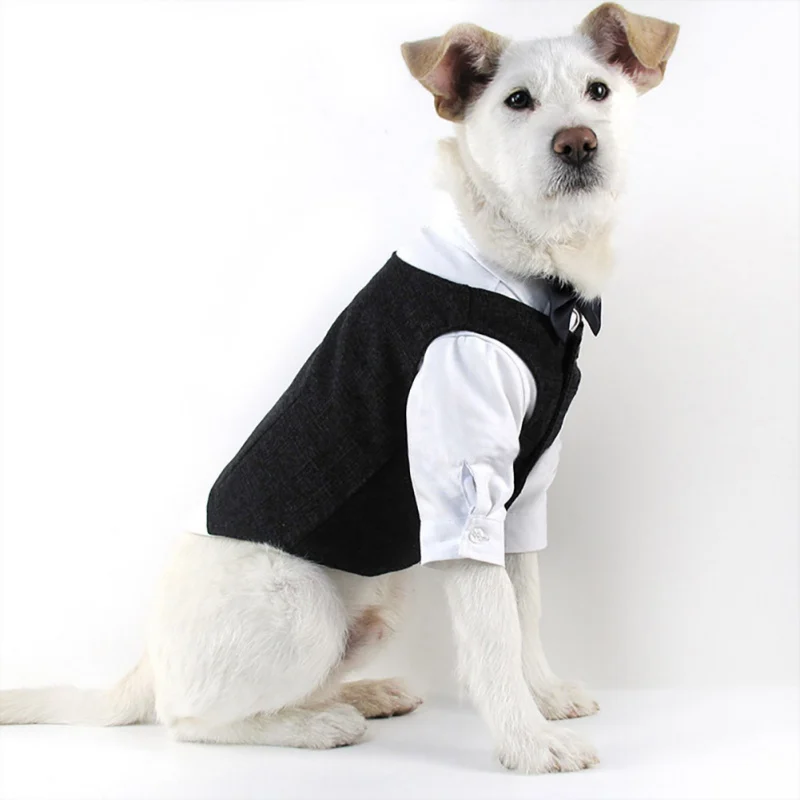 Pet Dog Gentleman Suit Formal Coat Vest Party Wedding Coat Jacket Clothes For Dogs Cat Tuxedo Clothing