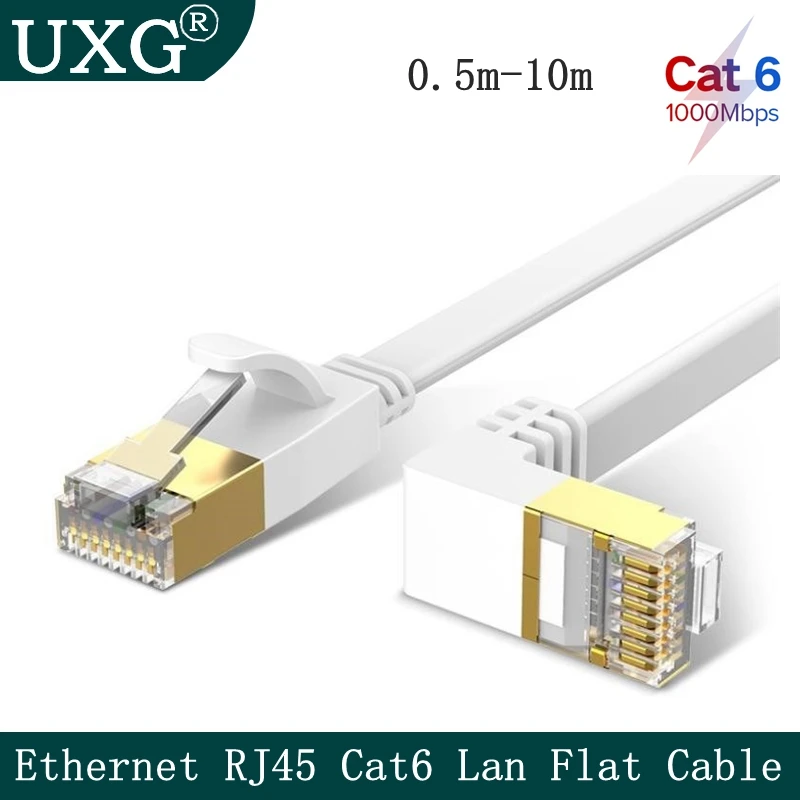 Płaski kabel Ethernet CAT6 90 stopni 1000Mbps 250MHz CAT6 RJ45 Sieciowy kabel Ethernet Patch Cord LAN do routera komputerowego Laptop