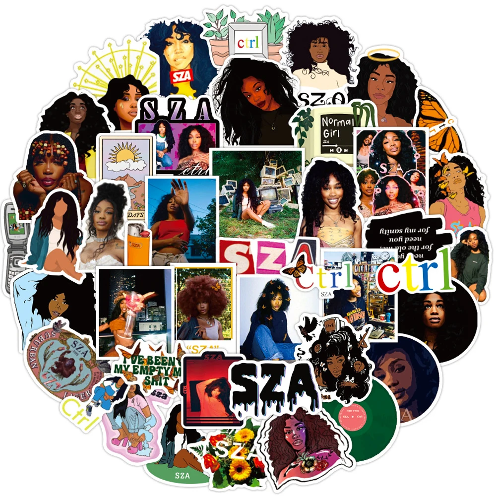 10/30/50PCS Singer SZA Graffiti สติกเกอร์คลาสสิกของเล่นตู้เย็นกระเป๋าเดินทางสเก็ตบอร์ดกีตาร์ DIY Cool Decals เด็กสติกเกอร์1