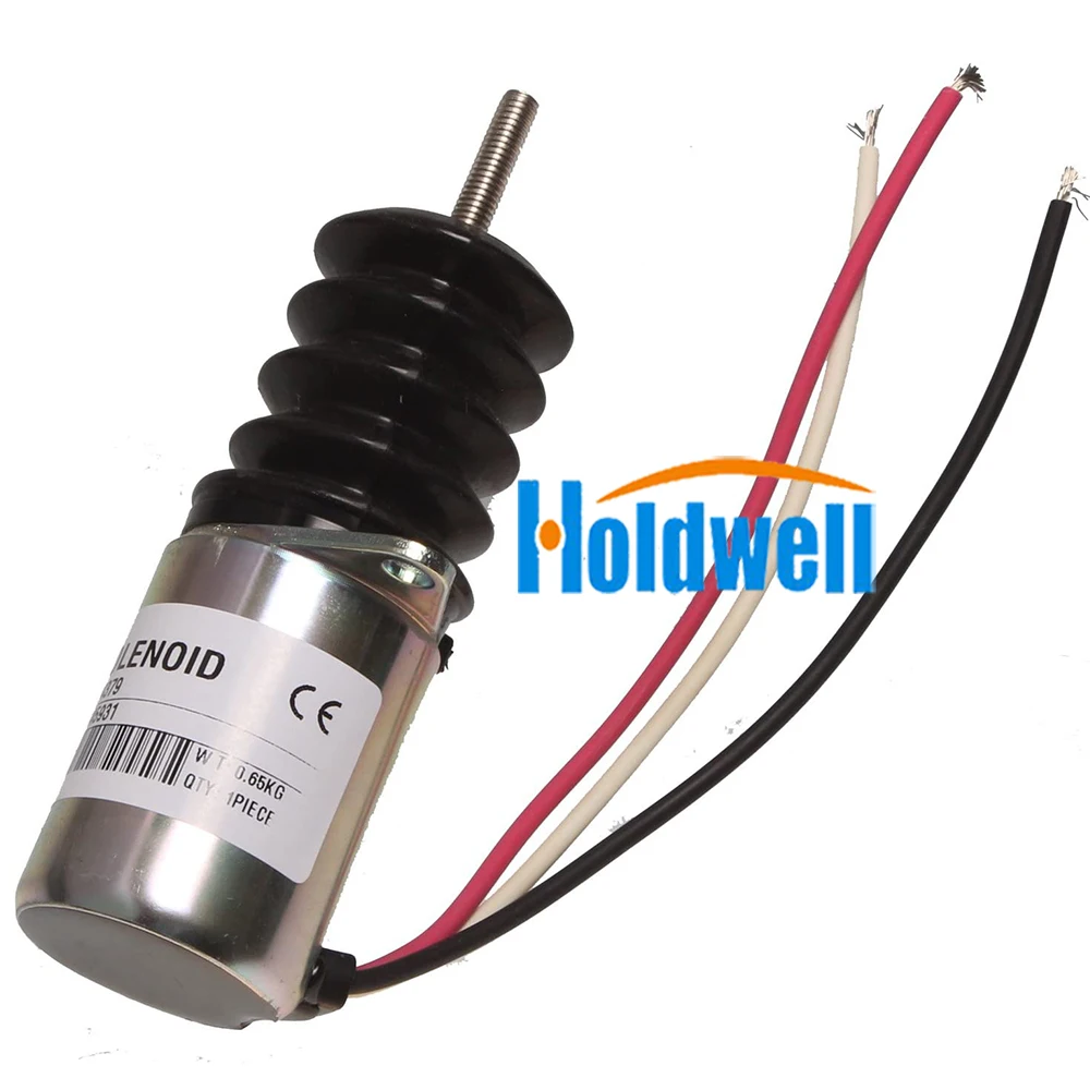 Holdwell Fuel Shut Off Solenoid AM124377 for John Deere 3375 375 Skid-Steer Loader 675 655 755 855 955 Tractor