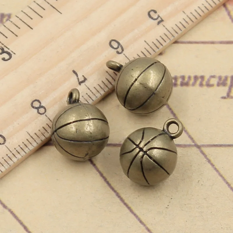 10pcs Charms 3D Basketball 15x11x11mm Tibetan DIY Retro Jewelry Bracelet Necklace Antique Bronze Silver Color Gold Pendant