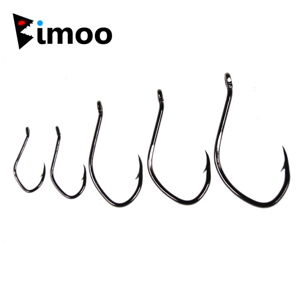 Bimoo 20Pcs 8 6 1/0 2/0 3/0 4/0 6/0 8/0 Black nickle High Carbon Steel Catfish hook Barbed Sea Fishing Hooks