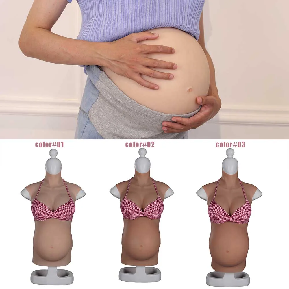 3-9 Month Artificial Fake Baby Bump Tummy Costume False Pregnancy Prosthetic Stomach Film Props False Silicone Pregnant Belly