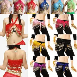 Fashion Belly Dance Costume Hip Belt 128 Coins Belly Dancing Waist Scarf Skirt For Women 13 Colors Available