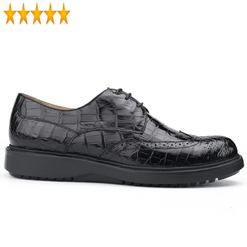 

Brand Leather Men Italian Luxury Carved Brogues Lace Up Business Black Dress Wedding Male Derby Casual Flat Shoes