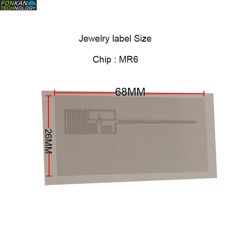 uhf rfid mr6 lable etiqueta para joias 50 pecas 68x26 mm epc c1g2 rotulo de papel branco para gerenciamento de joias 01