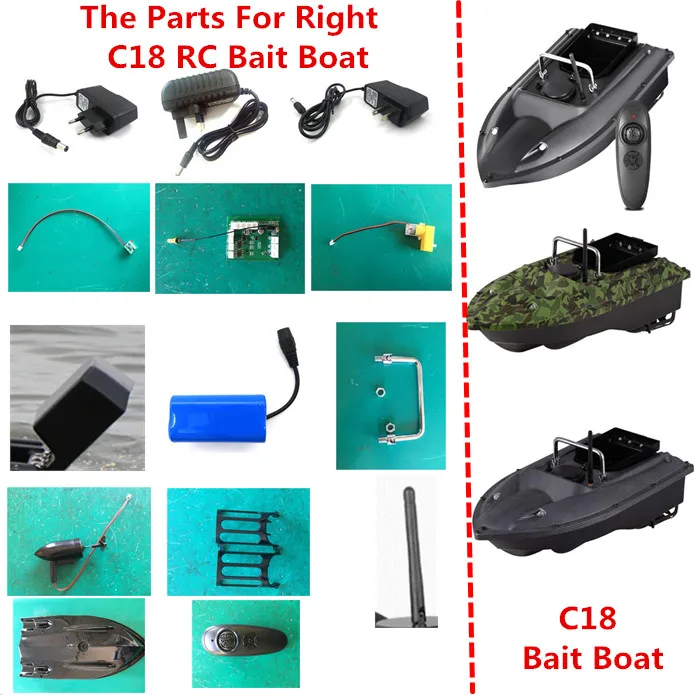 C18 Remote Control RC Fish Finder Electric Fishing Bait Boat Spare Parts 7.4V 5200mah battery/Charger/Recevier/Motor/Boat Cover