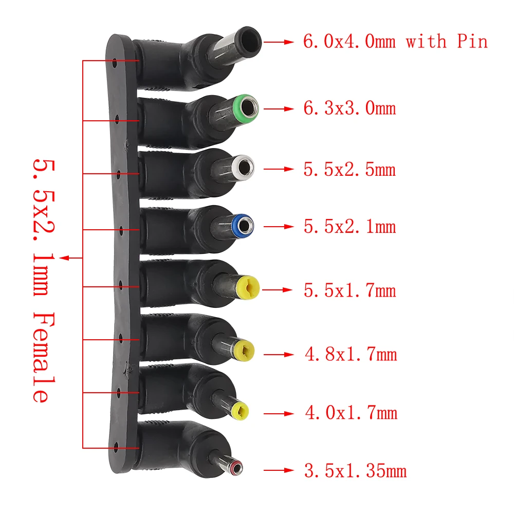 DC Power Adapter Kits Universal 5.5 mm x 2.1 mm DC AC Power Adapter Tips Connector For Lenovo Laptop Power Supply Plug Jack Se view 5