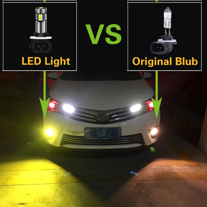 2pcs LED Fog Light Blub 881 H27W Lamp For Kia Sportage Spectra 5 Magentis Rio 5 Sedona Sorento Rondo Borrego Forte 5 Koup Soul view 5