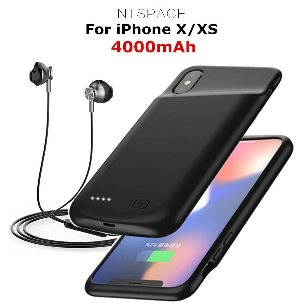 4000mAh Silicone Shockproof Battery Charger Cases for iPhone XS X Power Bank Case External Battery Charging Powerbank Cover