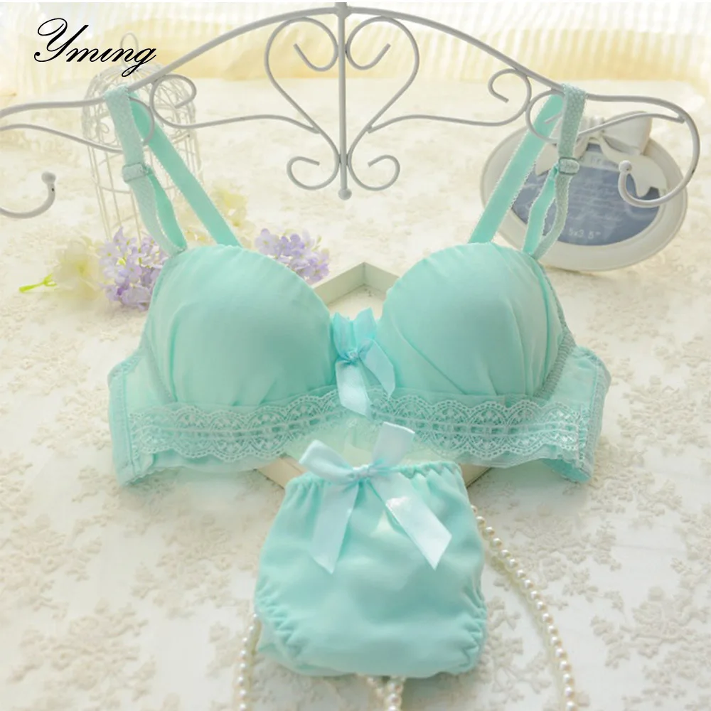 

YMING Girls Lace Underwear Bra Sets Teenage Solid Color Thin Cup Lovely Brassiere Outfit Student Bra for Children Clothes