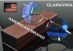 Round Luxury Retro Super High Quality Reading Glasses Metal Rimless with PU Case CLARAVIDA America Brand Gentlemen +0.75~+4.0