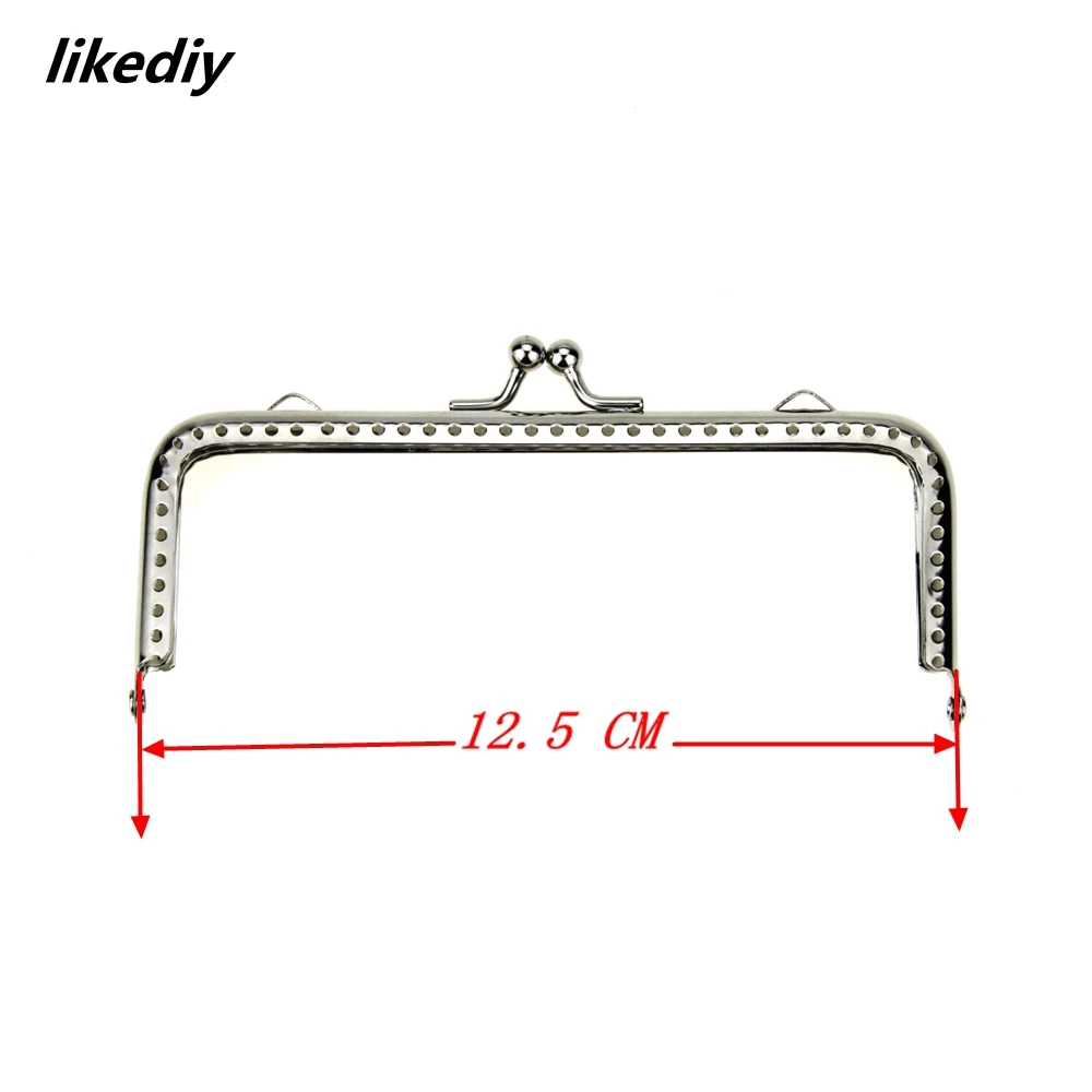 1 Piece Square Glossy Silver Basic Metal Purse Frame Kiss Clasp Lock DIY Bag Accessories 8.5/10.5/12.5/15.5/18 CM