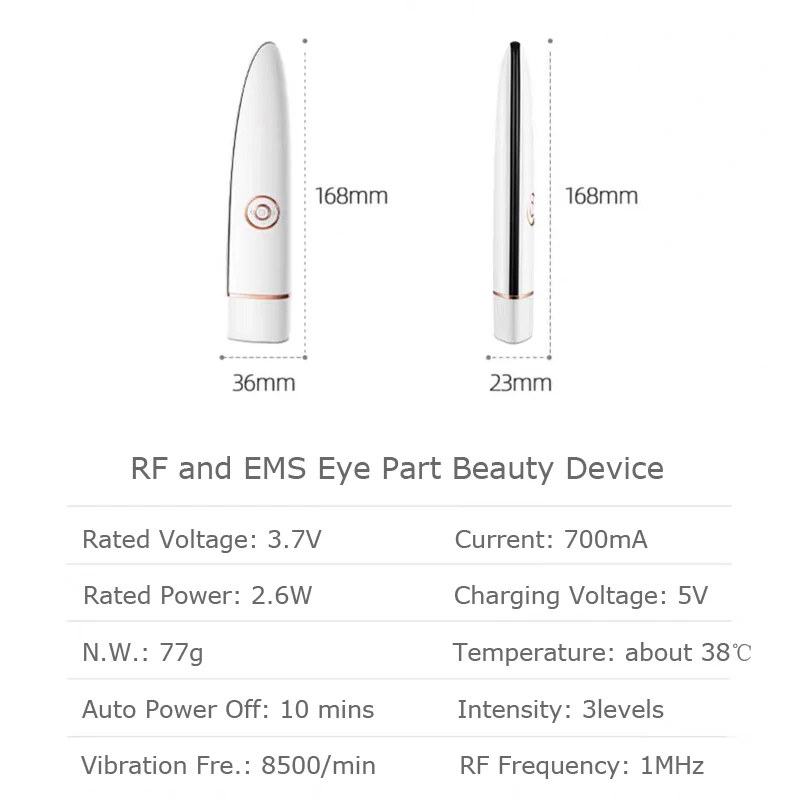 Eye การสั่นสะเทือนนวด3 In 1 RF EMS Care อุปกรณ์ความงามปรับปรุงริ้วรอยลบ Eye กระเป๋า Wrinkle วงกลมสีดำ anti Puffness เครื่องมือ