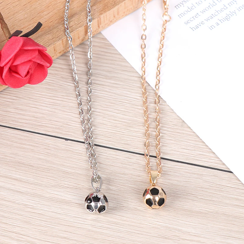 Trendy Football Link Chain Soccer Charm Necklace Pendant Gold Color sport ball Jewelry Men Boy Children Gift Pendant Necklace