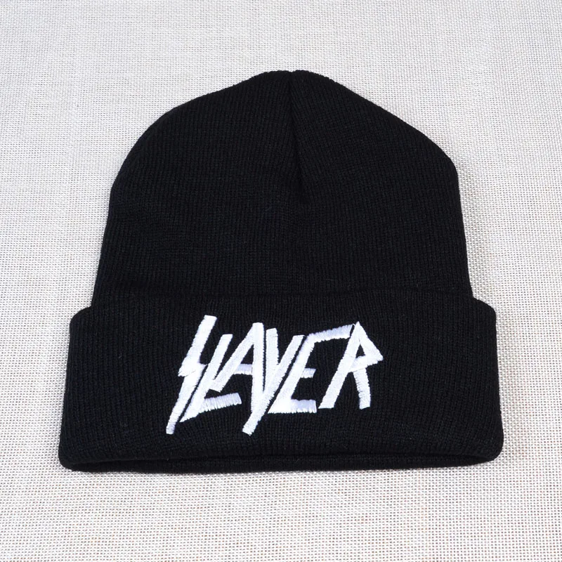 Nowy SLAYER rock cap mężczyźni kobiety ciepłe zimowe 100% bawełniana czapka z dzianiny haftowana litera styl Hip-Hop Skullies czapki czapka