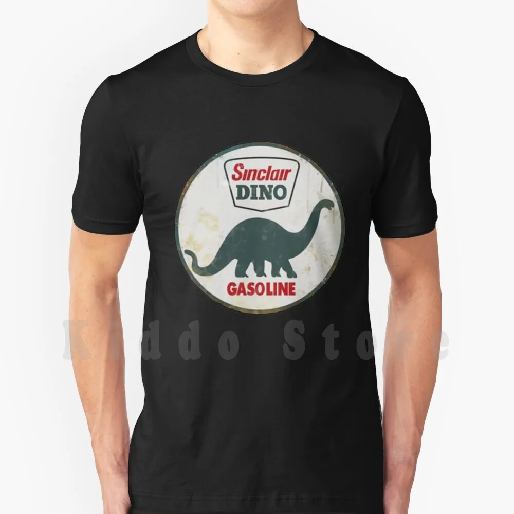 Vintage Logo T Shirt Men Cotton Cotton S-6xl Gasoline Gas Pump Motor Oil Motor Sport Petroleum Porcelain Dino Dino Dinosaur