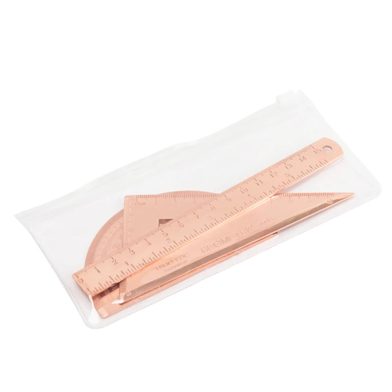 TUTU Gold/Rose Gold Ruler Stainless Steel Protractor Triangle Ruler Multifunctional Rotary Measuring Tools H0435