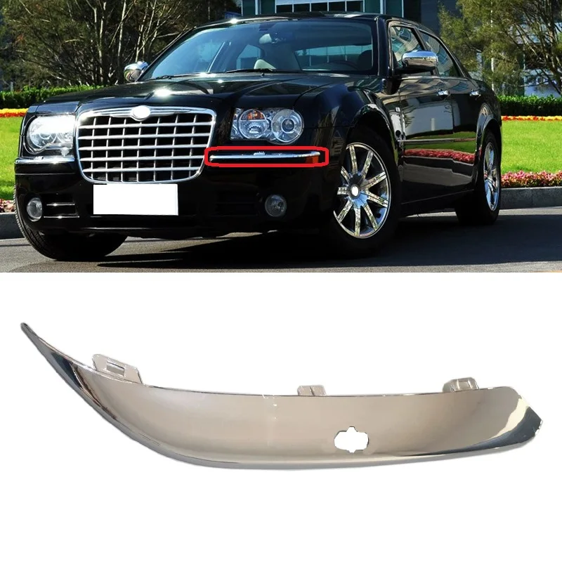 

Roavia For Chrysler 300C Chrome Front Bumper Trim Protector Strip Car Anti-scratch Garnish Strip DA806125AA/DA806124AA