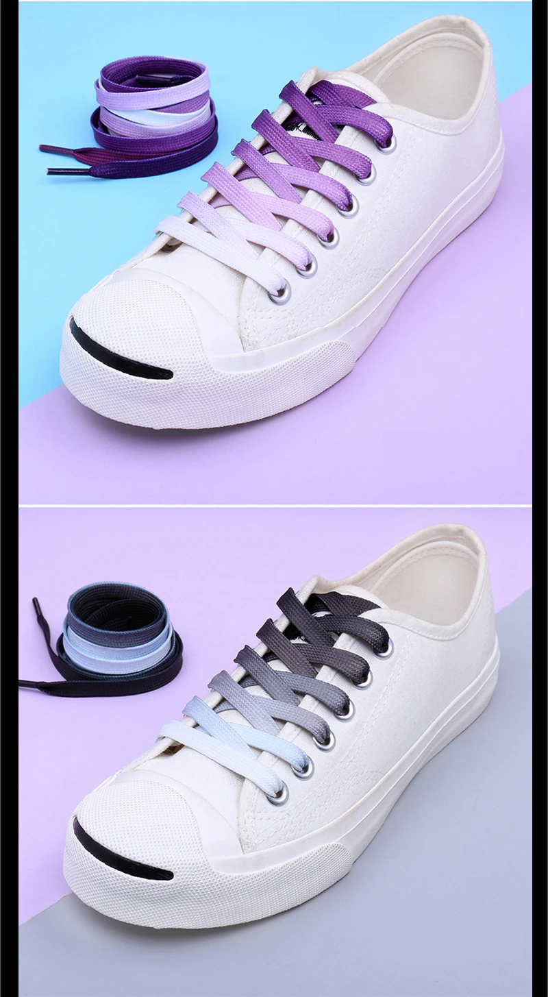 10 Colors Flat Shoe Laces Rainbow Shoelaces Men and Women Universal Casual Canvas Shoes Colorful Shoelace 90/120CM Polyester
