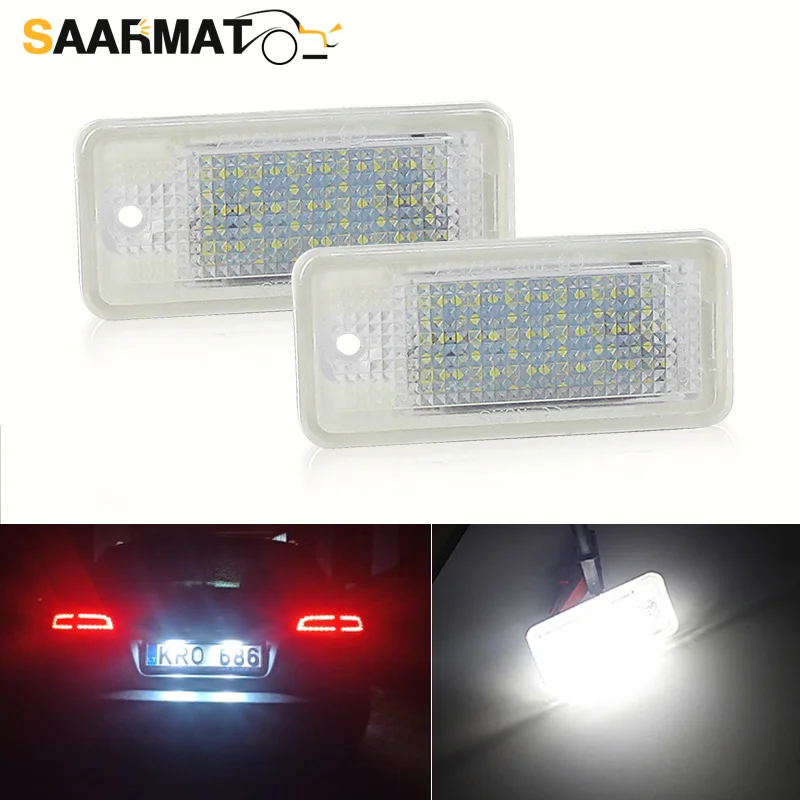 2PCS Car LED License Number Plate Light Lamp 12V LED White Light for Audi A3 S3 8P A4 B6 B7 A5 A6 4F Q7 A8 S8 C6 Cabriolet