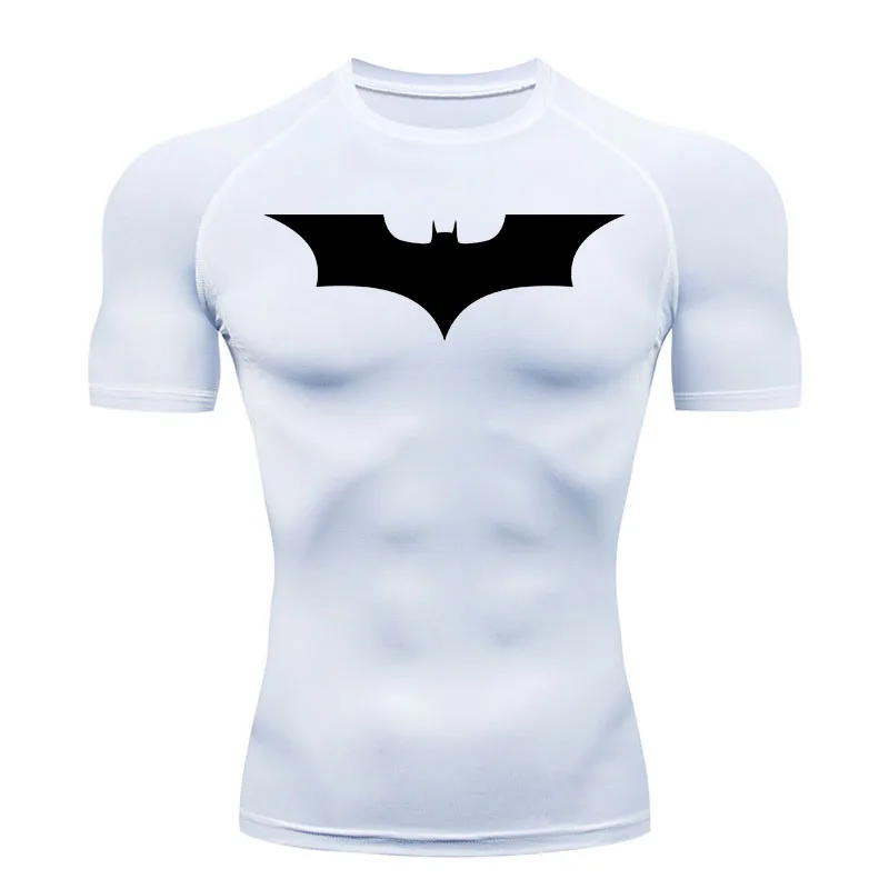 Camiseta deportiva para correr para hombre, Camiseta corta de Fitness de secado rápido, ropa ajustada para gimnasio, ropa de compresión MMA