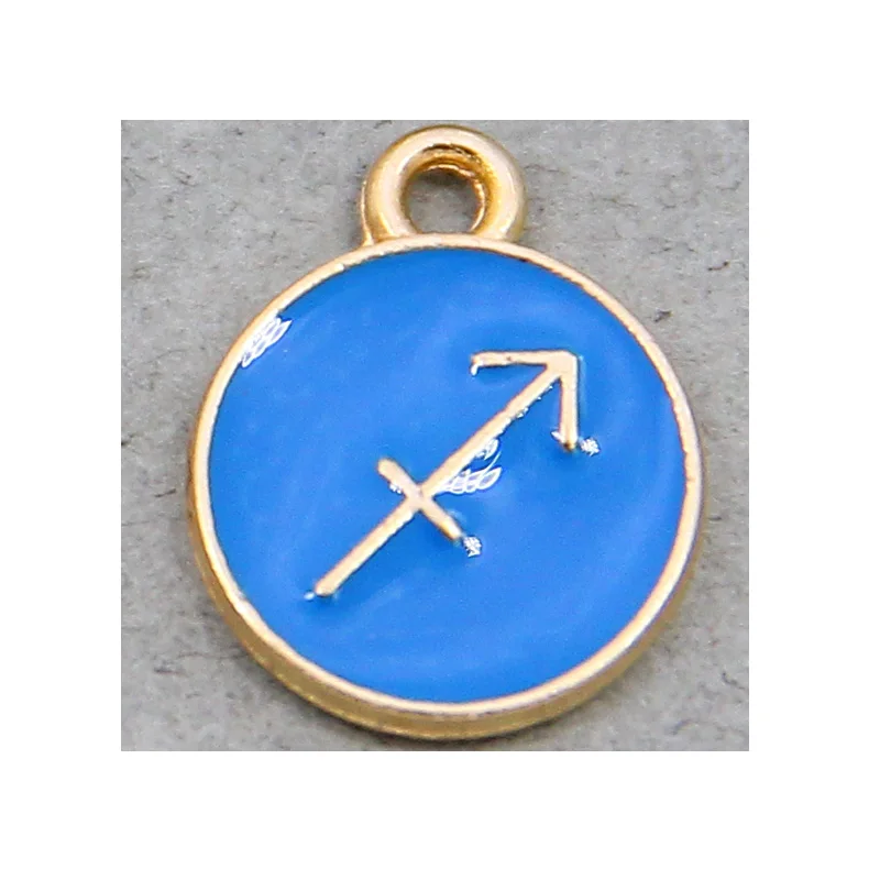 12pcs lega a doppia faccia 12 costellazione lago smalto blu Charms segno zodiacale pendenti collana fai da te per gioielli che fanno Accessori