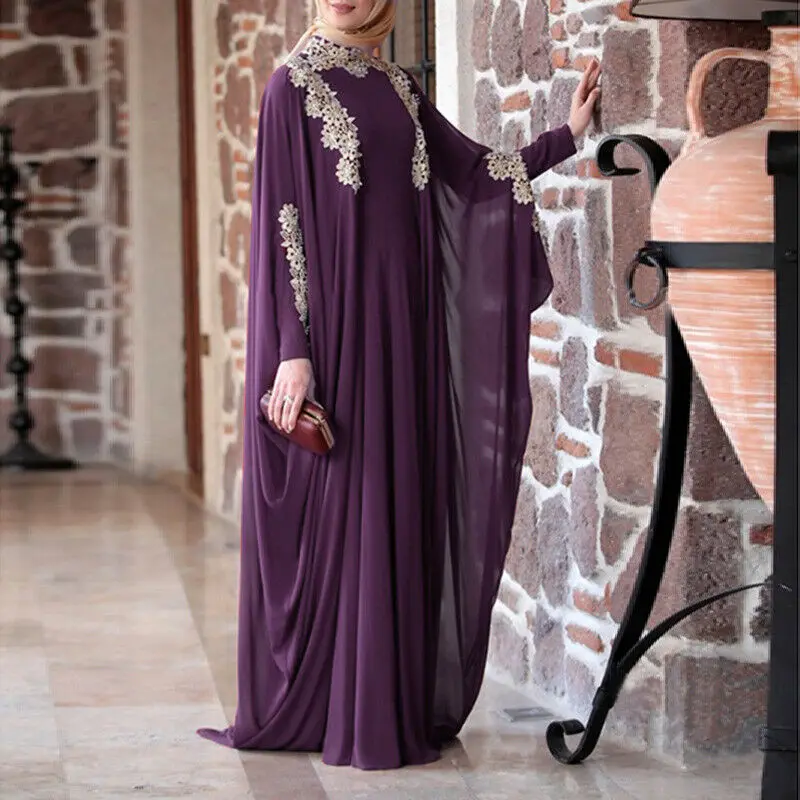 Robe de cocktail à manches chauve-souris pour femmes musulmanes, abaya, dubaï, caftan, arabe, farasha, marocain, maxi, turc, ramadan