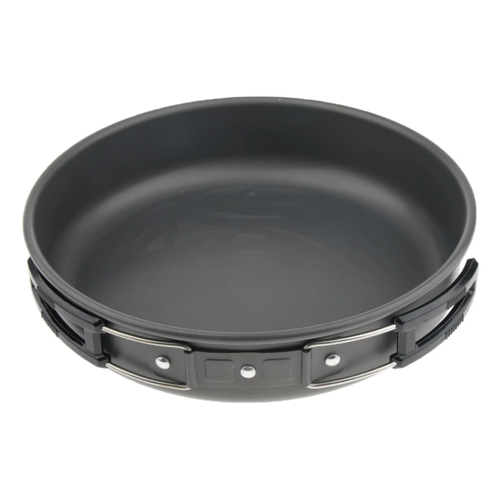 

22cm Aluminum Outdoor Camping Non-stick Frying Pan Portable Hiking Picnic Pot Cookware Folding Handle Backpacking Pots Pans Set