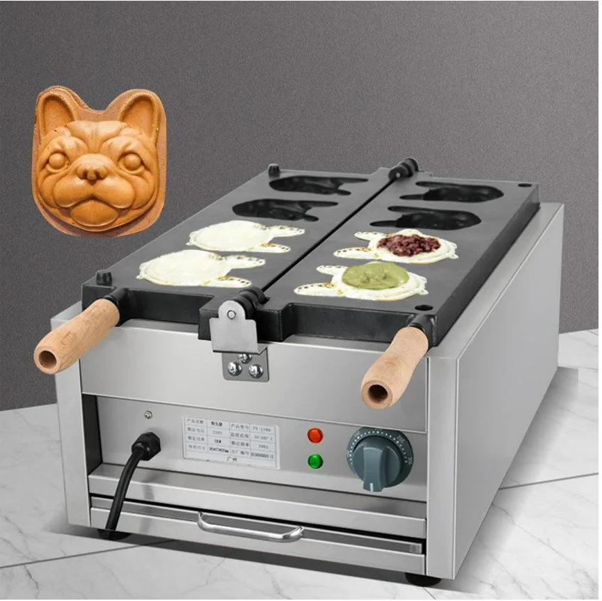 

4 PCS Commercial Taiwan Dog head Shape Waffle Maker Non-stick Dog Head Shape Baking Equipment Sandwich Waffle Making Machine