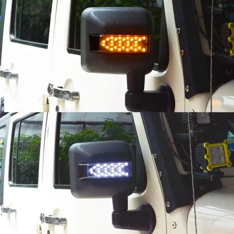 

2PCS White LED Sidelight Rearview Side Mirror Housing yellow Turn Signal Light For Jeep Wrangler JK JL 2007-2018